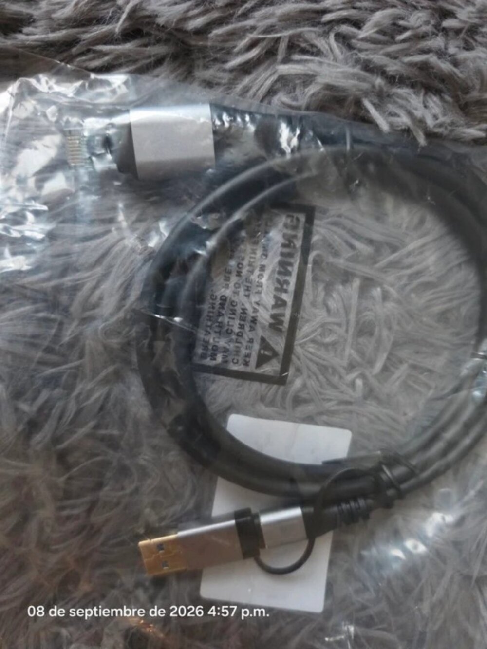 Conable 2-in-1 Usb-C/Usb-A to RJ45 Ethernet Cable 4 ft Black/Silver